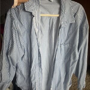 Old Navy The Boyfriends Shirt Style Blue and White Striped Shirt